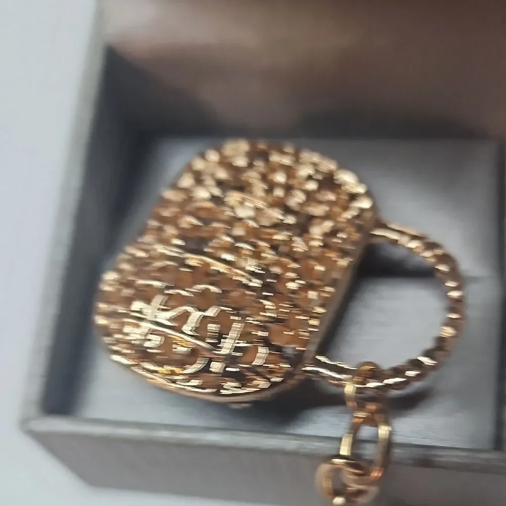 Blue and Gold Checkered Keychain